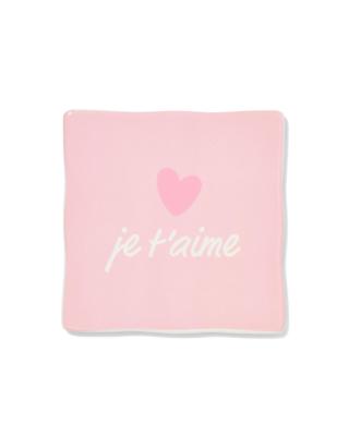 HEMA Tegel 10x10cm keramiek hartje &apos;je t&apos;aime&apos; roze