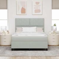 Boxspring bed met matras Lichtgrijs 140 x 200 cm Fluweel - thumbnail