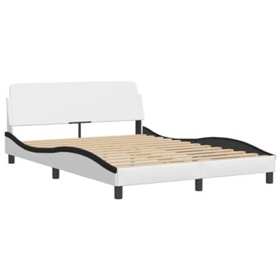 Bedframe met LED zonder matras "Zadar" kunstleer wit en zwart 140x190 cm