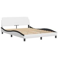 Bedframe met hoofdbord kunstleer zwart en wit 120x200 cm - thumbnail
