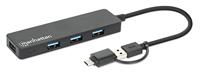 Manhattan 180863 USB 3.2 Gen 1-hub 4 poorten Zwart - thumbnail