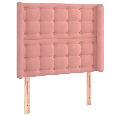 Hoofdbord met randen 103x16x118/128 cm fluweel roze