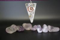 Orgonite Hanger Koperen Spiraal Driehoek Seleniet - thumbnail