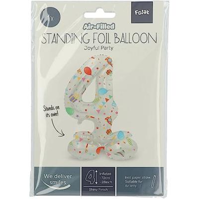 Folat BV Staande folieballon joyful party cijfer 4 -72cm