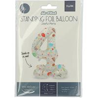 Folat BV Staande folieballon joyful party cijfer 4 -72cm - thumbnail