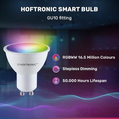 Set van 6 Lublin smart inbouwspots - Wifi + Bluetooth - RGBWW - GU10 - Kantelbaar - Google Home, Amazon Alexa en Siri - IP20 voor binnen - RVS - Plafondspots