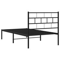 Bedframe met hoofdbord metaal zwart 90x190 cm - thumbnail