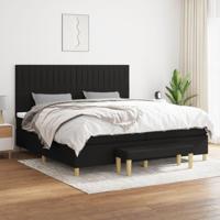 Boxspring met matras stof zwart 200x200 cm - thumbnail