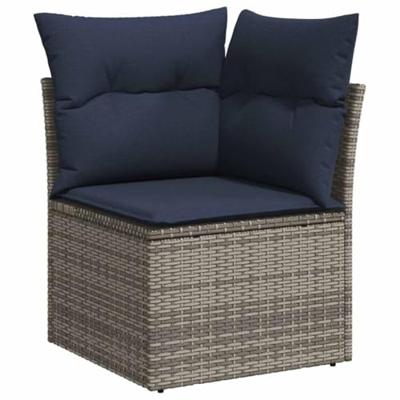 8-delige Loungeset met kussens poly rattan grijs