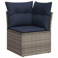 9-delige Loungeset met kussens poly rattan grijs - thumbnail
