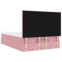 Ottoman bed met matrassen 140x190cm fluweel roze - thumbnail