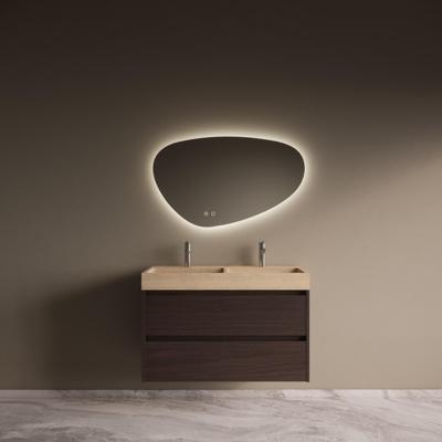 Badmeubelset Riga Travertin met Wastafel 100 cm Bruin Eiken