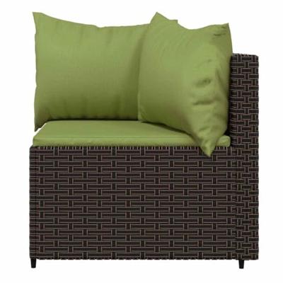 Tuinhoekbanken met kussens 2 st poly rattan bruin - thumbnail
