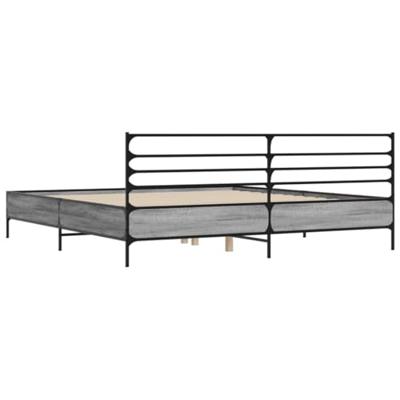 Bedframe bewerkt hout metaal grijs sonoma eiken 180x200 cm