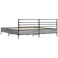 Bedframe bewerkt hout metaal grijs sonoma eiken 180x200 cm - thumbnail