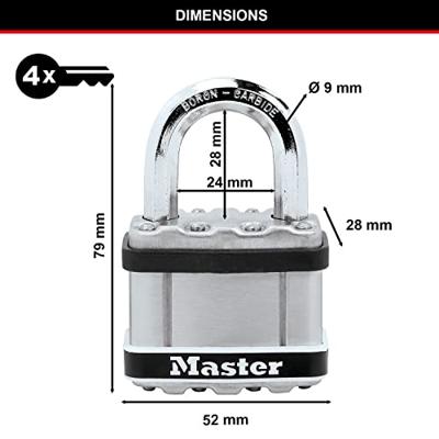 Masterlock Hangslot EXCELL 51mm - M5EURDSTSCC M5EURDSTSCC