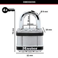Masterlock Hangslot EXCELL 51mm - M5EURDSTSCC M5EURDSTSCC - thumbnail