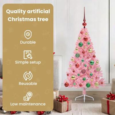 VidaXL Kunstmatig voorverlicht kerstboom met 150 led roze 120 cm pvc