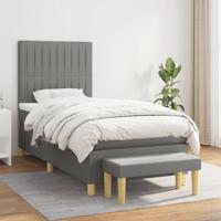 Boxspring met matras stof donkergrijs 90x190 cm - thumbnail