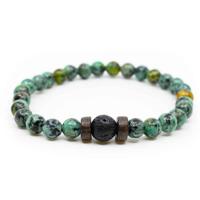 Edelsteen Armband Fuchsiet met Lavasteen - thumbnail