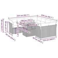 9-delige Loungeset met kussens poly rattan zwart - thumbnail