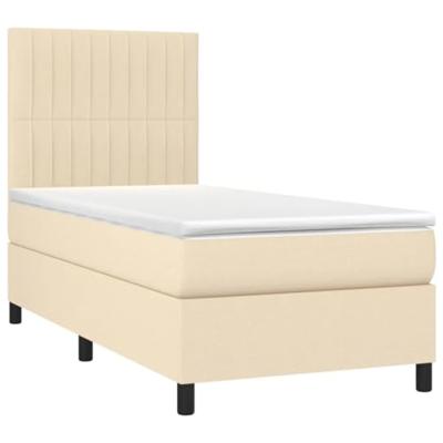 Boxspring met matras en LED stof crèmekleurig 80x200 cm