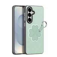 Dux Ducis Luvy Samsung Galaxy S26 PU-leren backcover hoes met ringhouder - Klavertje/Groen - thumbnail