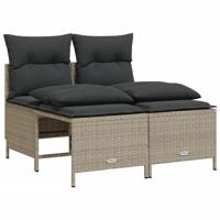 4-delige Loungeset met kussens poly rattan lichtgrijs - thumbnail