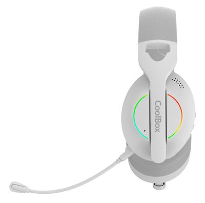 CoolBox WB01 Gaming-hoofdtelefoon, draadloos, met afneembare microfoon voor PS5, PS4, Switch, PC, 2,4 GHz, met USB-adapter en Bluetooth 5.4, 20 uur looptijd, USB-C-lading in 2 uur, wit