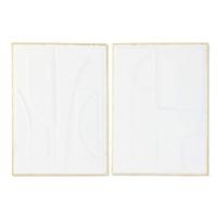 Wanddecoratie Home ESPRIT Wit Gouden Abstract 72,7 x 2,5 x 100,5 cm (2 Stuks) - thumbnail