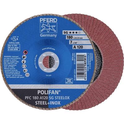 PFERD TOOLS 67712185 PFC 180 A 120 SG STEELOX Lamellenschijf Diameter 180 mm Boordiameter 22.23 mm RVS, Staal 10 stuk(s) PFERD TOOLS 67712185 PFC 180 A 120 SG STEELOX Lamellenschijf Diameter 180 mm Boordiameter 22.23 mm RVS, Staal 10 stuk(s)