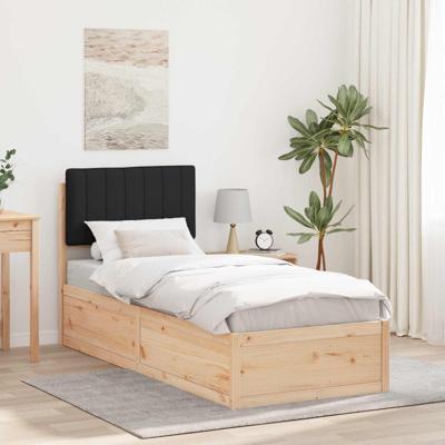Bedframe met Gevoerd Hoofdgedeelte Zwart 75 x 190 cm