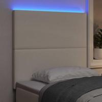 LED Hoofdbord met LED-striplichten Crème 100 cm Polyester - thumbnail