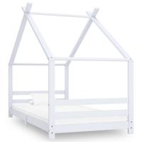 Kinderbedframe massief grenenhout wit 90x200 cm - thumbnail