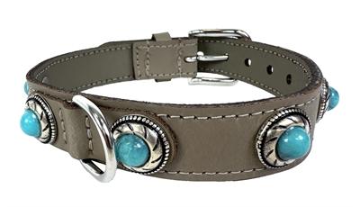 Sazzz halsband hond adventure stone leer taupe