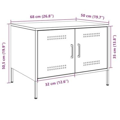 Salontafel 68x50x50,5 cm staal wit