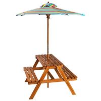 Kinderpicknicktafel met parasol 79x90x60 cm massief acaciahout - thumbnail