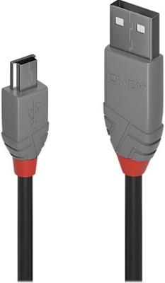 LINDY 36725 USB-kabel USB 2.0 USB-A stekker, USB-mini-B stekker 5.00 m Zwart