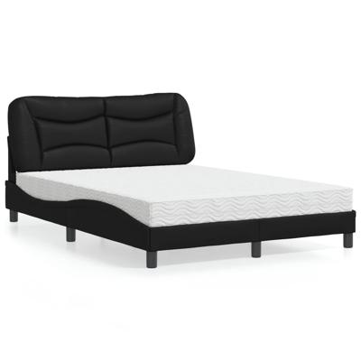 Bed met matras kunstleer zwart 140x200 cm - thumbnail