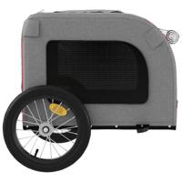 Hondenfietstrailer oxford stof en ijzer rood en grijs - thumbnail