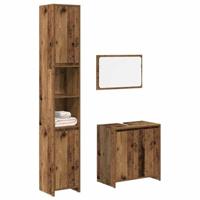 3-delige Badkamermeubelset bewerkt hout oud houtkleurig - thumbnail