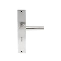 Hardbrass Deurkruk Ottawa op rechthoekig langschild sleutelgat 72mm - RVS - thumbnail