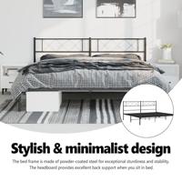 Bedframe met hoofdbord metaal zwart 183x213 cm - thumbnail
