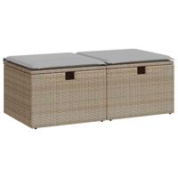 2-delige Loungeset met kussens poly rattan acacia beige - thumbnail