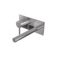 Inbouw Wastafelmengkraan Brauer Chrome Edition Coldstart Rechte Uitloop Ronde Hendel Links Chroom PVD Met Afdekplaat Brauer - thumbnail