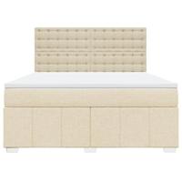 Boxspring met matras stof crèmekleurig 180x200 cm - thumbnail