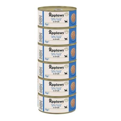 APPLAWS Tuna fillet with crab in broth - nat kattenvoer - 6x70g