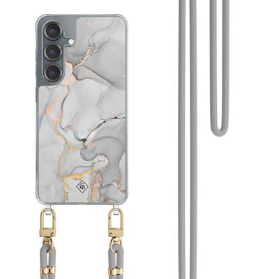 Samsung Galaxy S25 hoesje met grijs koord - Marmer grijs