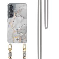 Samsung Galaxy S25 hoesje met grijs koord - Marmer grijs - thumbnail