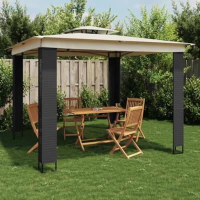 Prieel met dubbel dak 2,94x2,94 m staal crmekleurig